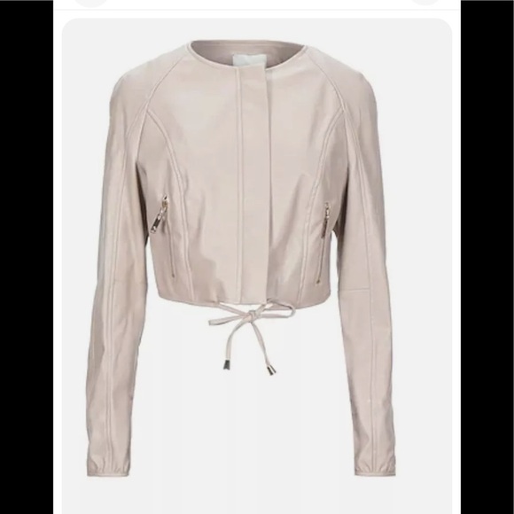 RELISH women’s faux leather cropped jacket sz. L  Pastel Pink NWT - Picture 1 of 2